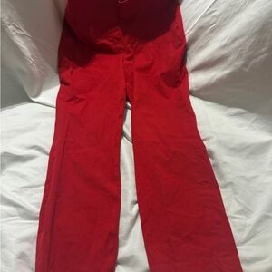 SPANX Red Flare Pants Size Small Petite High Rise Pull On Shaping Pants